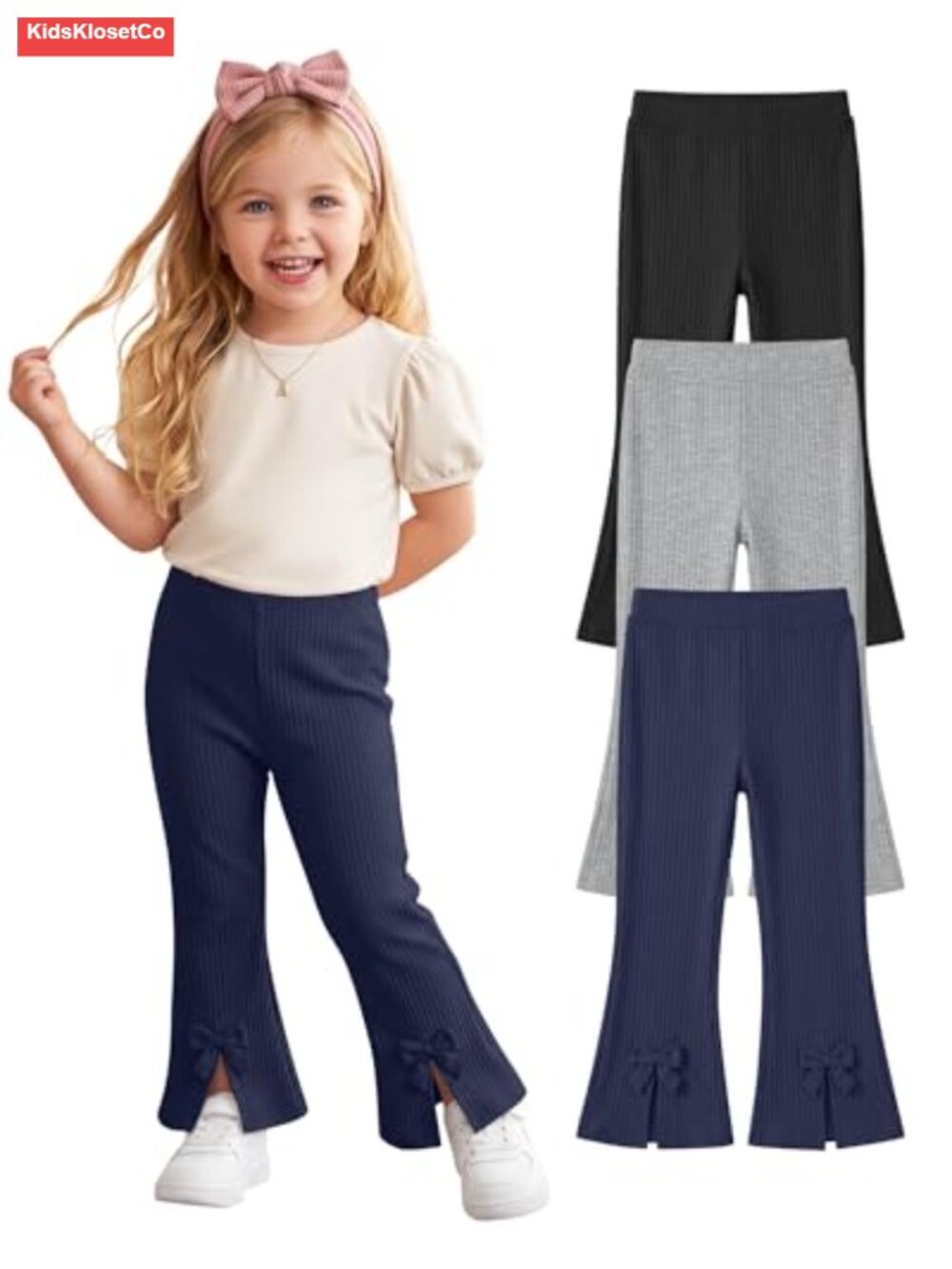 3 Pack Toddler Girls Ribbed Flare Pants Bell Bottom Leggings
